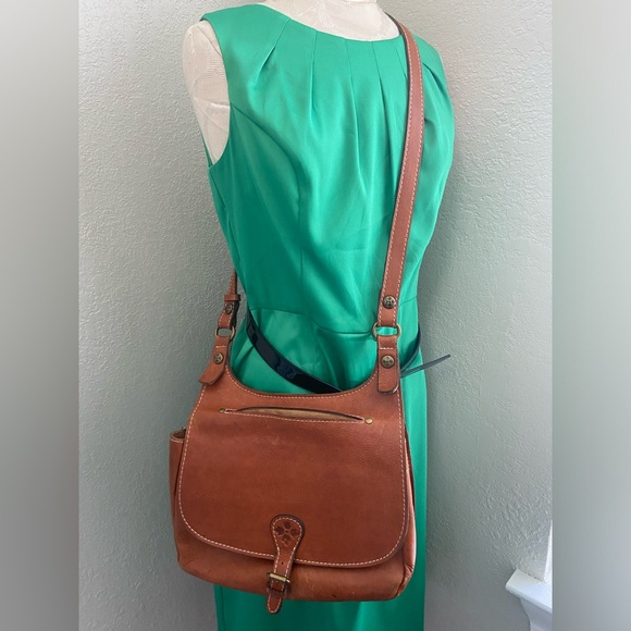 Patricia Nash Handbags - Vintage Patricia Nash Honey Brown Leather Saddle Shoulder/Crossbody Purse Bag